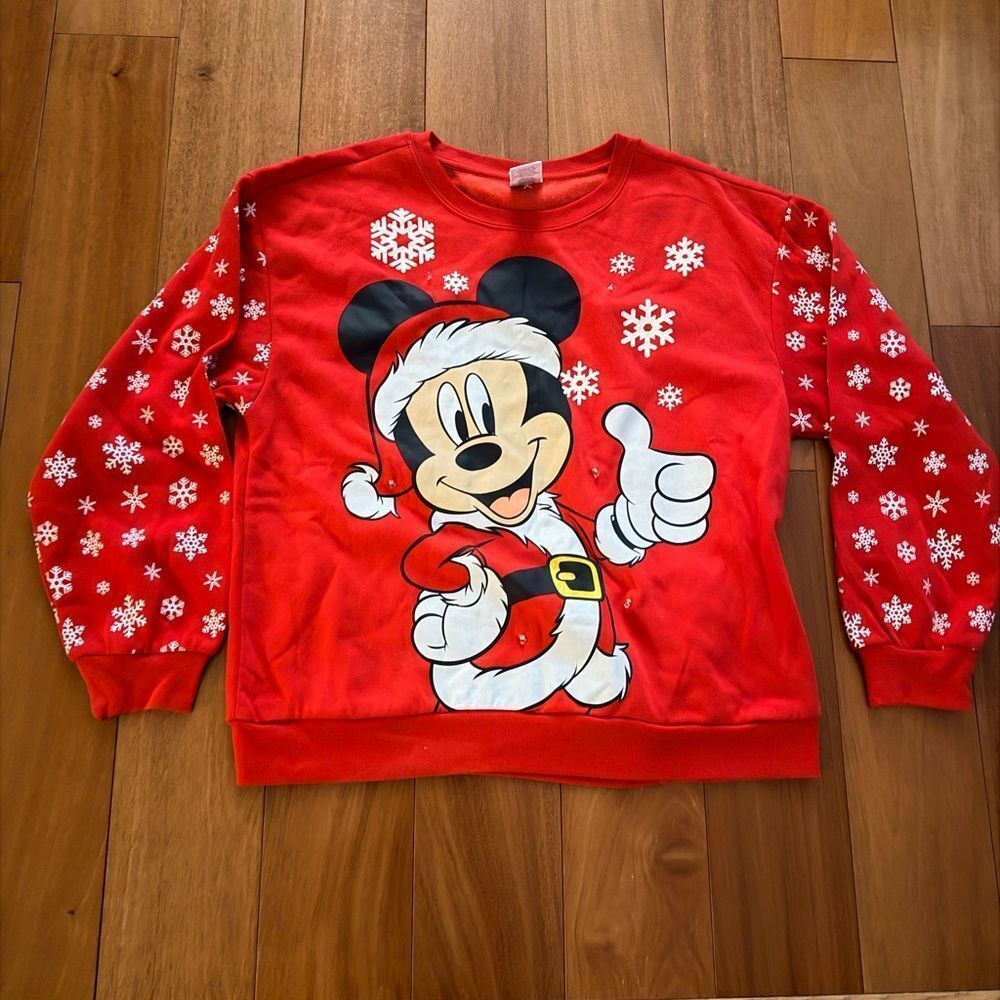 DISNEY Mickey Mouse‎ Light Up Ugly Sweater Christmas Sweatshirt Size L